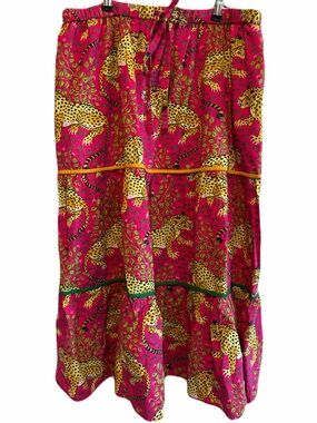 Printfresh Now or Later Skirt "Bagheera" hot pink leopard print XL Midi Skirt
